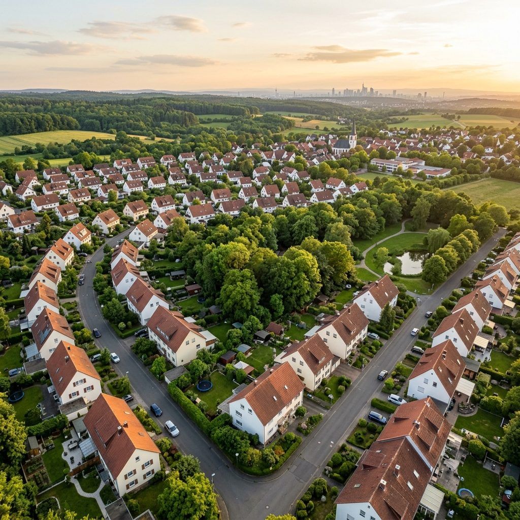 Luftbild Rhein-Main - Einfamilienhäuser im Grünen, typische Vorortlage