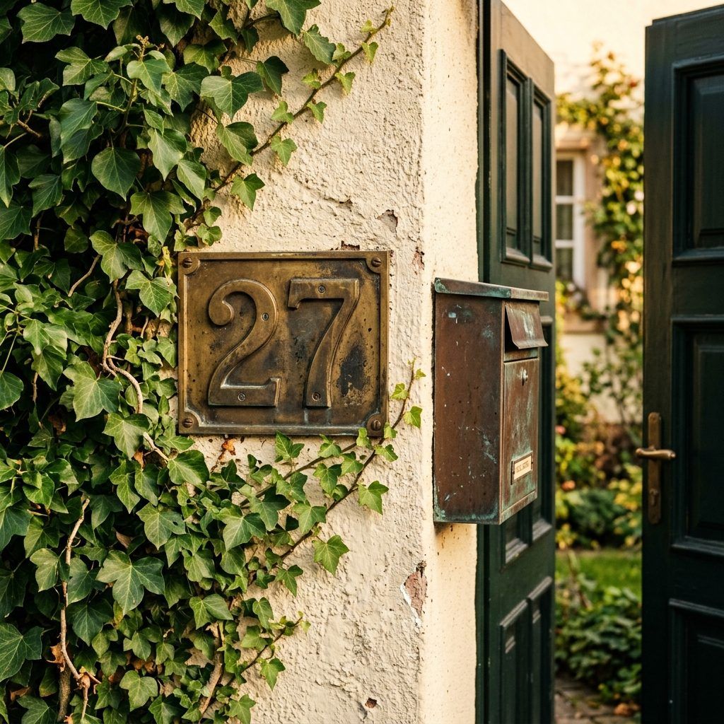 Hausnummer an einem deutschen Einfamilienhaus – Symbol für langjährige Heimatverbundenheit