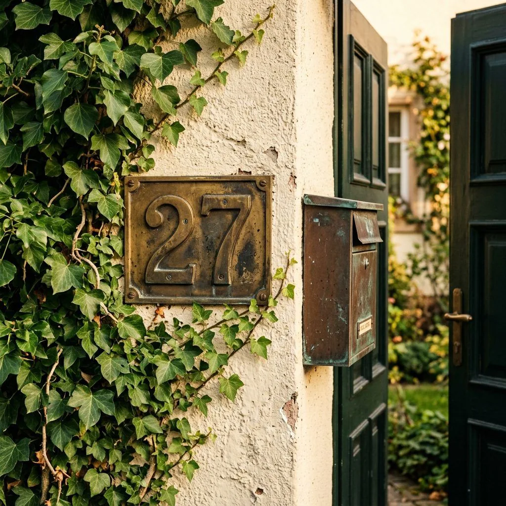 Hausnummer an einem deutschen Einfamilienhaus – Symbol für langjährige Heimatverbundenheit
