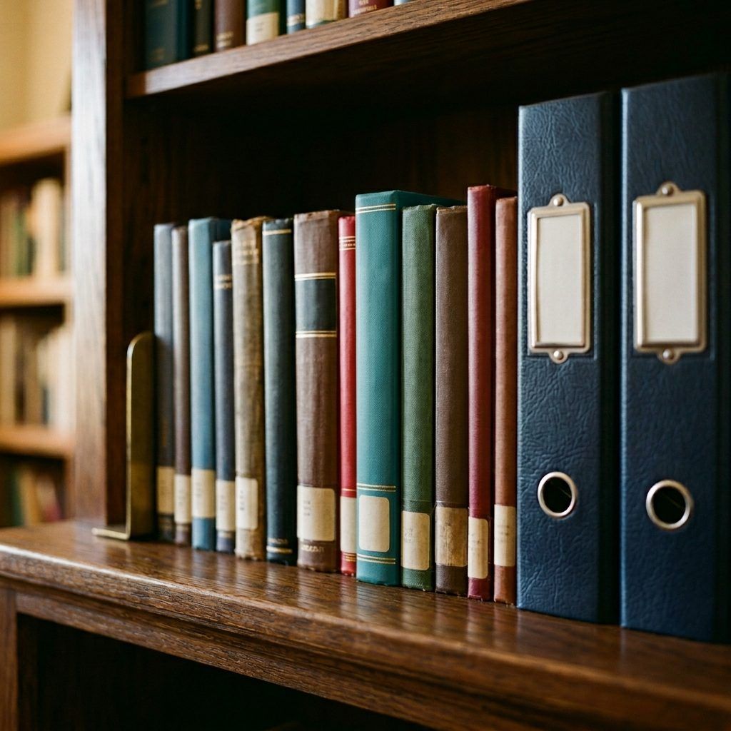 Immobilien-Ratgeber – Bücherregal mit Dokumenten